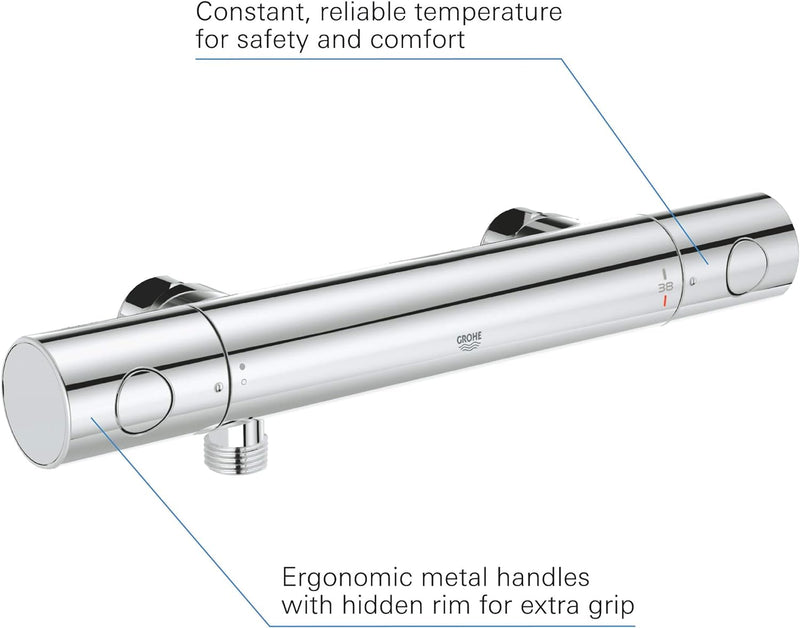 Grohe Grohtherm 800 Cosmopolitan | Thermostat-Brausebatterie, ohne Anschlüsse - mit ergonomischem Me