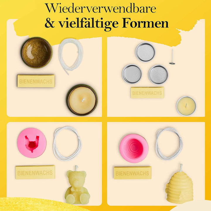 NIKAN Kerzen Selber Machen Set Kinder & Erwachsene Bienenwachs 100% Natürlich - Bienenwachskerzen Ba