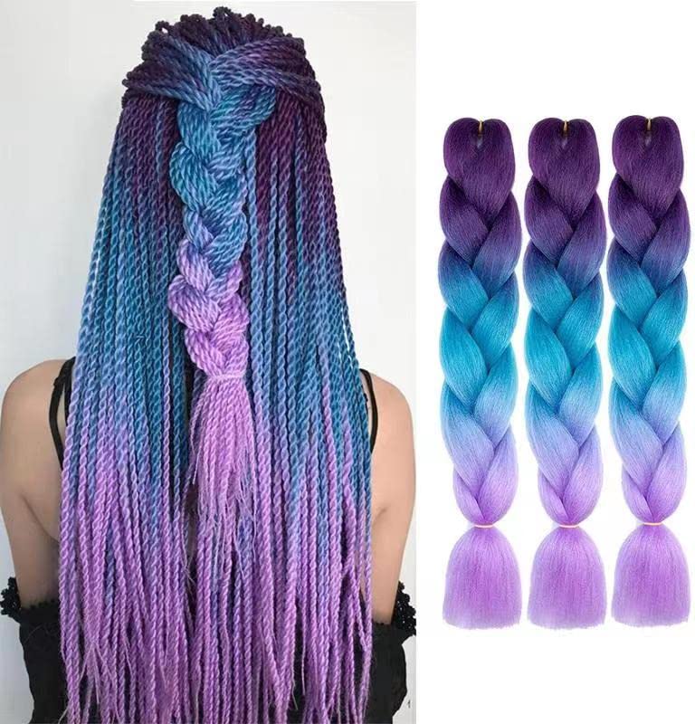 LDMY Kunsthaar Zum Einflechten-6pcs/pack Braids Synthetic Colorful Braiding Hair Extensions 24inch J
