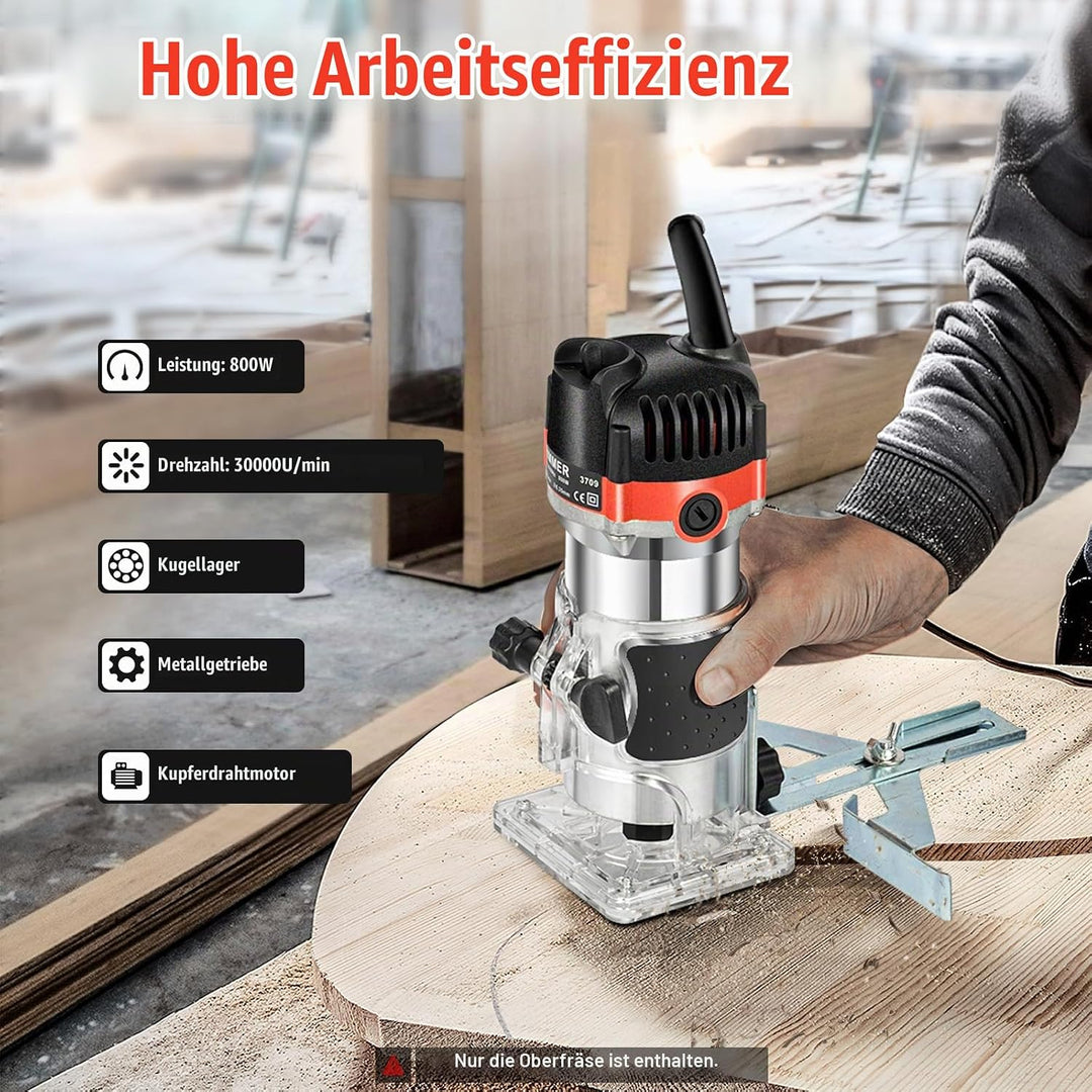 Holzfräse Oberfräse, 800 W Kantenfräse, 30000r/min Elektrik Kantenfräse, Kompakte Oberfräse, Kantenf