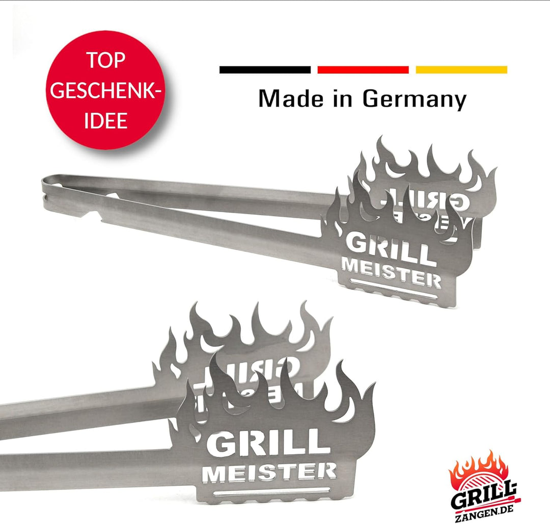 Grillzange Motiv Grill Meister, spülmaschinengeeignet, Geschenkidee, Männergeschenk, Geschenk für Pa