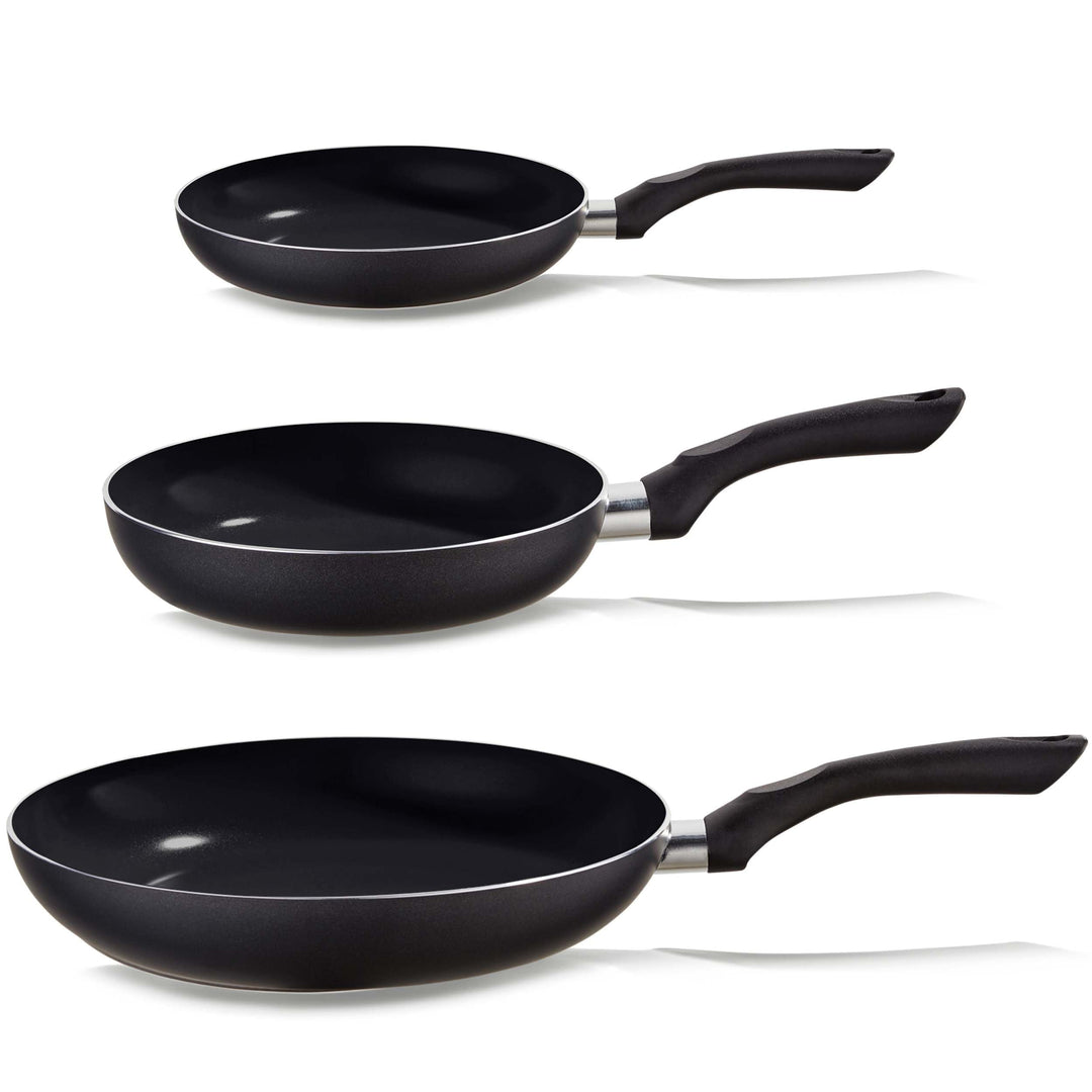 KHG 3er Set Bratpfannen 20 cm 24 cm 28 cm - Pfannenset 3-teilig aus Aluminium Induktion Antihaft - K