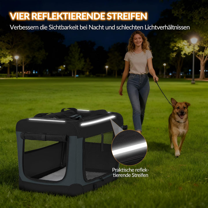 Hundebox Faltbar, Hundetransportbox Tragbare mit 3-Türen, 91,4 x 63,5 x 63,5 cm, Transportbox Hund A