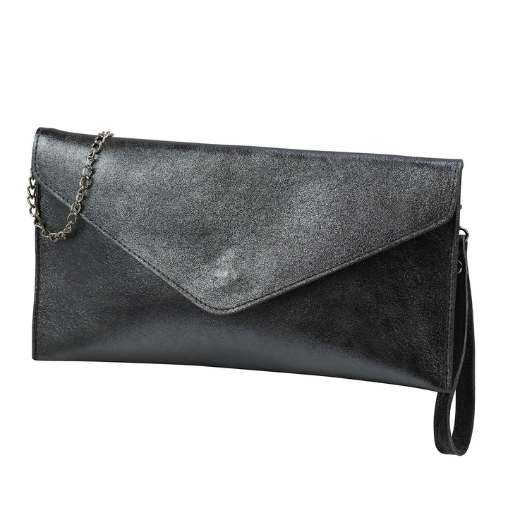 SH Leder Echtleder Clutch Umhängetasche kleine Tasche Abendtasche in Wildleder oder Metallic 31,5x16
