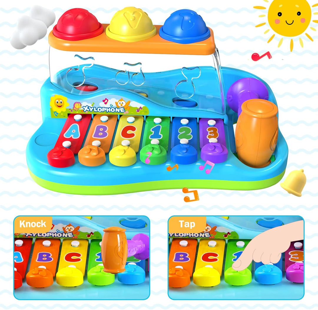 Yerloa Xylophon mit Hammerspiel Spielzeug , Baby Musikspielzeug ab 1 Jahr, Musikinstrument Keyboard