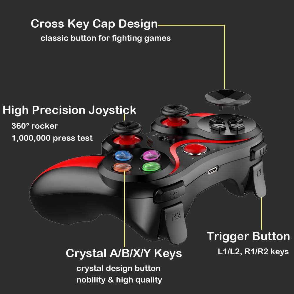 Mobile Game Controller für iOS/Android, Arvin Bluetooth Gamepad mit Halterung für iPhone 14/13/12/11