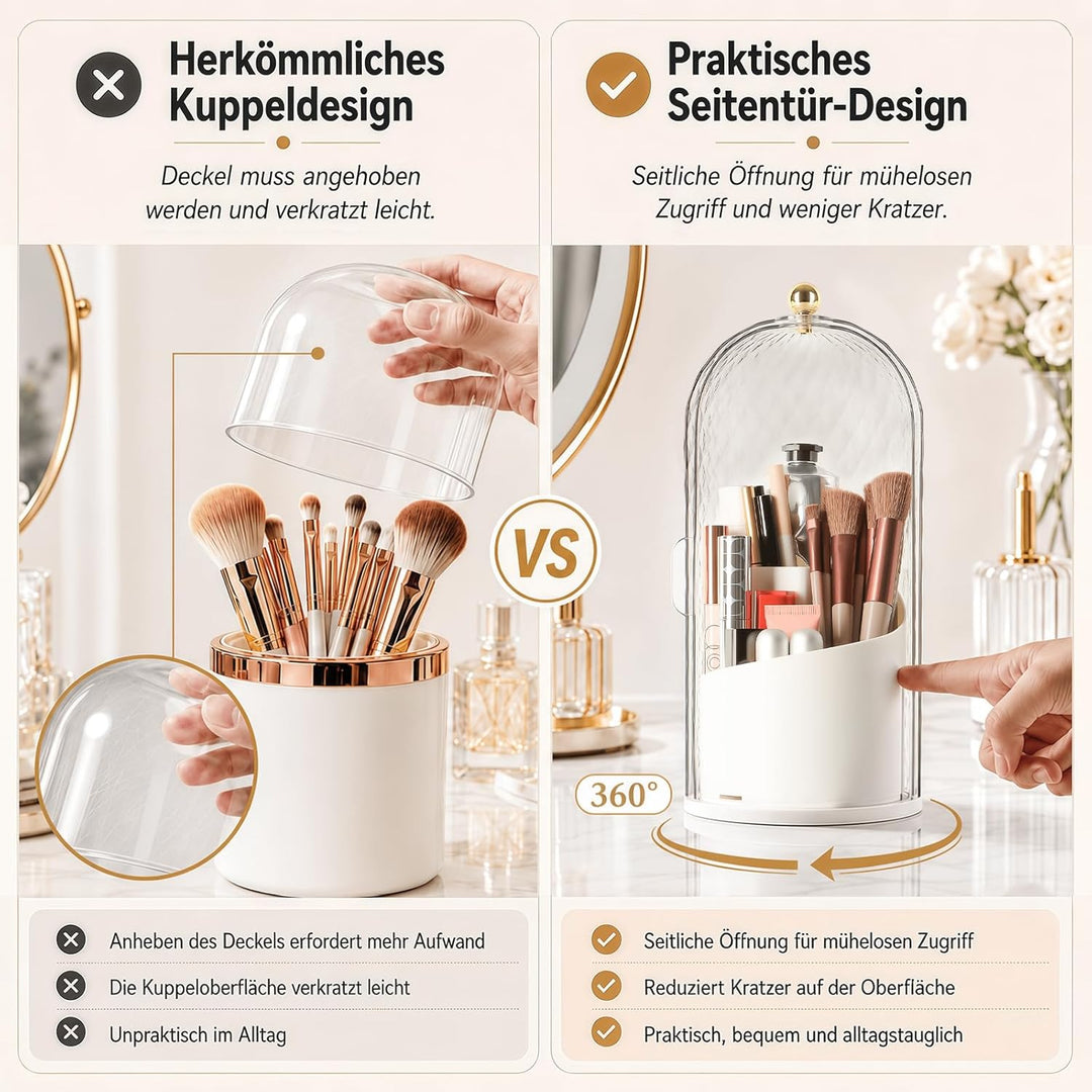 FAVORTALK Make-Up Pinselhalter mit Deckel, 360 Drehbare Makeup Pinsel Veranstalter Staubdicht Pinsel