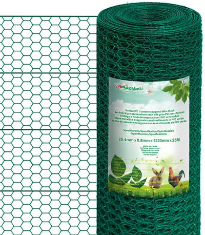 Amagabeli 1.22M X 25M Sechskant-Geflecht Drahtzaun Gartenzaun RAL6005 Grünen Maschenweite 25.4 mm Dr