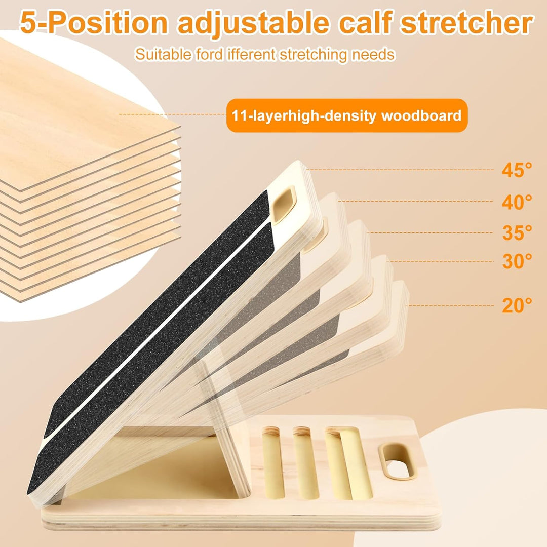 Portable Wooden Slant Board, Balance Board aus Holz für Waden-Stretching & Physiotherapie, Einstellb