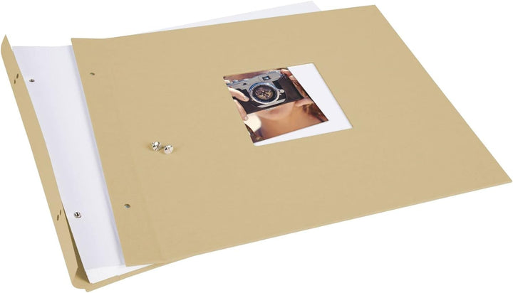 goldbuch 28 606 Schraubalbum Bella Vista Beige, Fotobuch 39 x 31 x 2,5 cm, Foto Album 40 weisse Seit