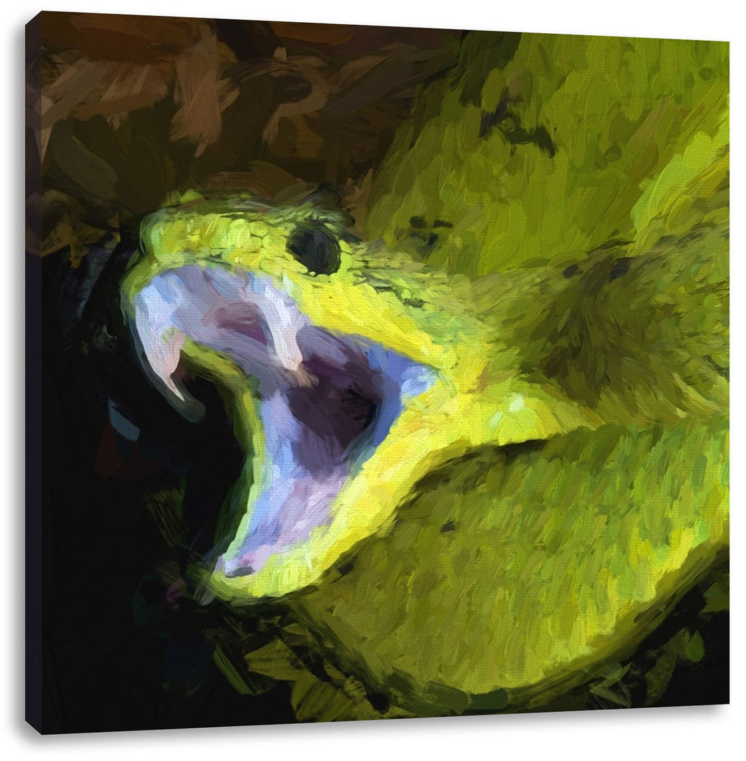 Elegante Schlange, Format: 70x70 auf Leinwand, XXL riesige Bilder fertig gerahmt mit Keilrahmen, Kun