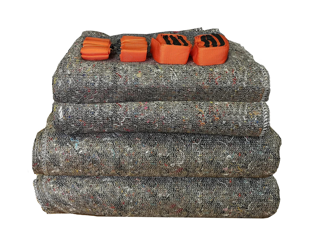 Umzugset 2 x Umzugdecke 150 x 200 cm + 2 x Umzugdecke XXL 150 x 300 cm + 1 x 2 Personen Tragegurt