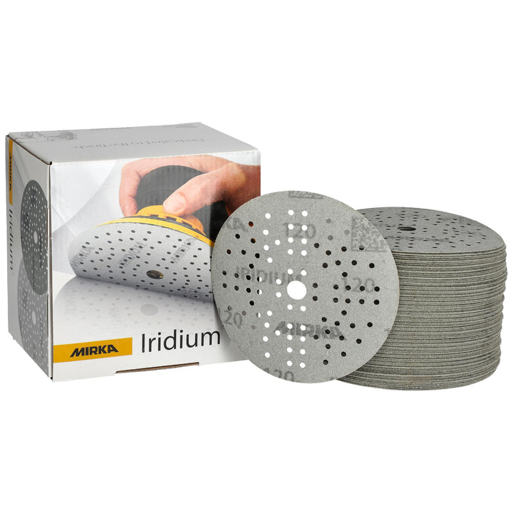 Mirka Iridium Premium-Schleifpapier Ø 125mm Klett 89-Loch, Korn 120, 100 Stk/Zum Schleifen von Lack,