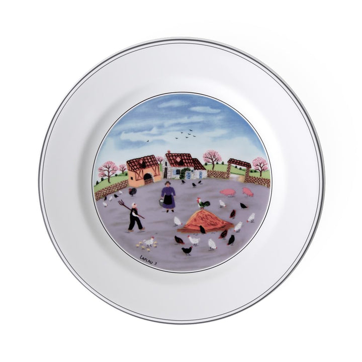 Villeroy und Boch Design Naif Frühstücksteller Hühnerhof, Premium Porzellan Frühstücksteller 21 cm H