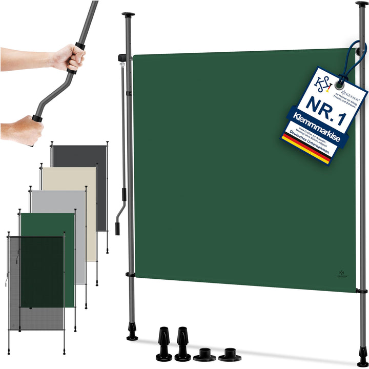 KESSER® Klemmmarkise 150x310 cm, Garten Balkon Sichtschutz wetterfest, Wind- &amp; Sonnenschutz, Senkrec