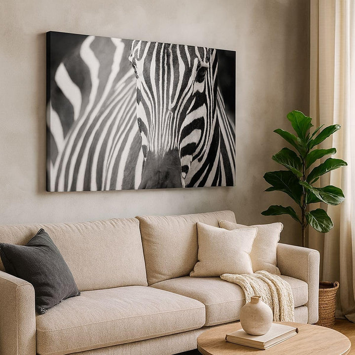 ARTTOR Bilder auf Leinwand 100x70cm Leinwandbild Tiere Zebra gestreift Gross Wanddeko Bild Schlafzim