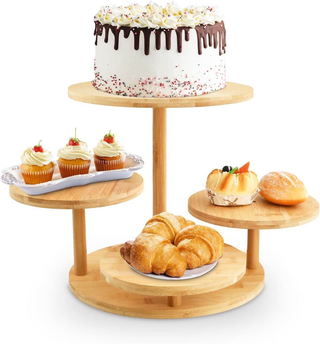 4 Etagen Kuchen und Cupcake Ständer aus Holz, Tortenständer Holz, Desserts Gebäck Display, für Desse
