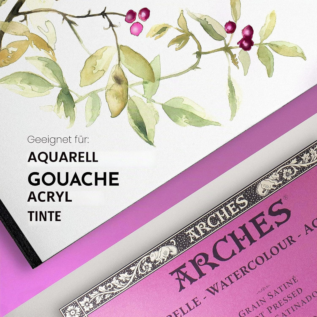 Arches 1795068 Aquarellpapier im Block (10 x 25 cm, 4-seitig geleimt, 300g/m² Satiniert) 20 Blatt na