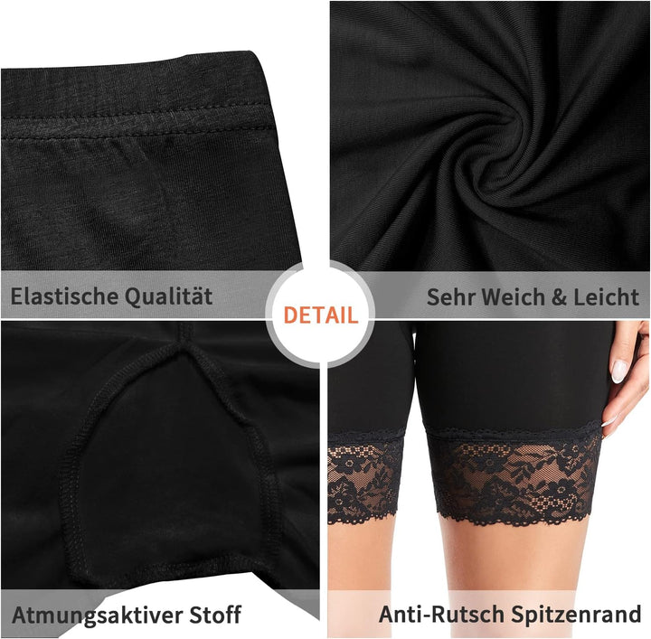 YARRCO Damen Unterhose Spitze Unter Rock Kurze Hose Unter Kleid Radlerhose Slipshorts Hohe Taille Sh