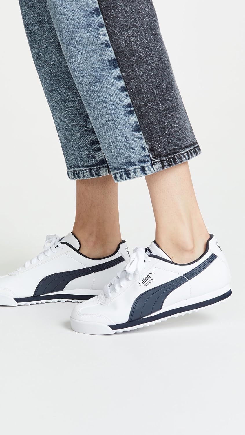 PUMA Damen Roma Basic Turnschuh 36 EU Weiss New Navy, 36 EU Weiss New Navy