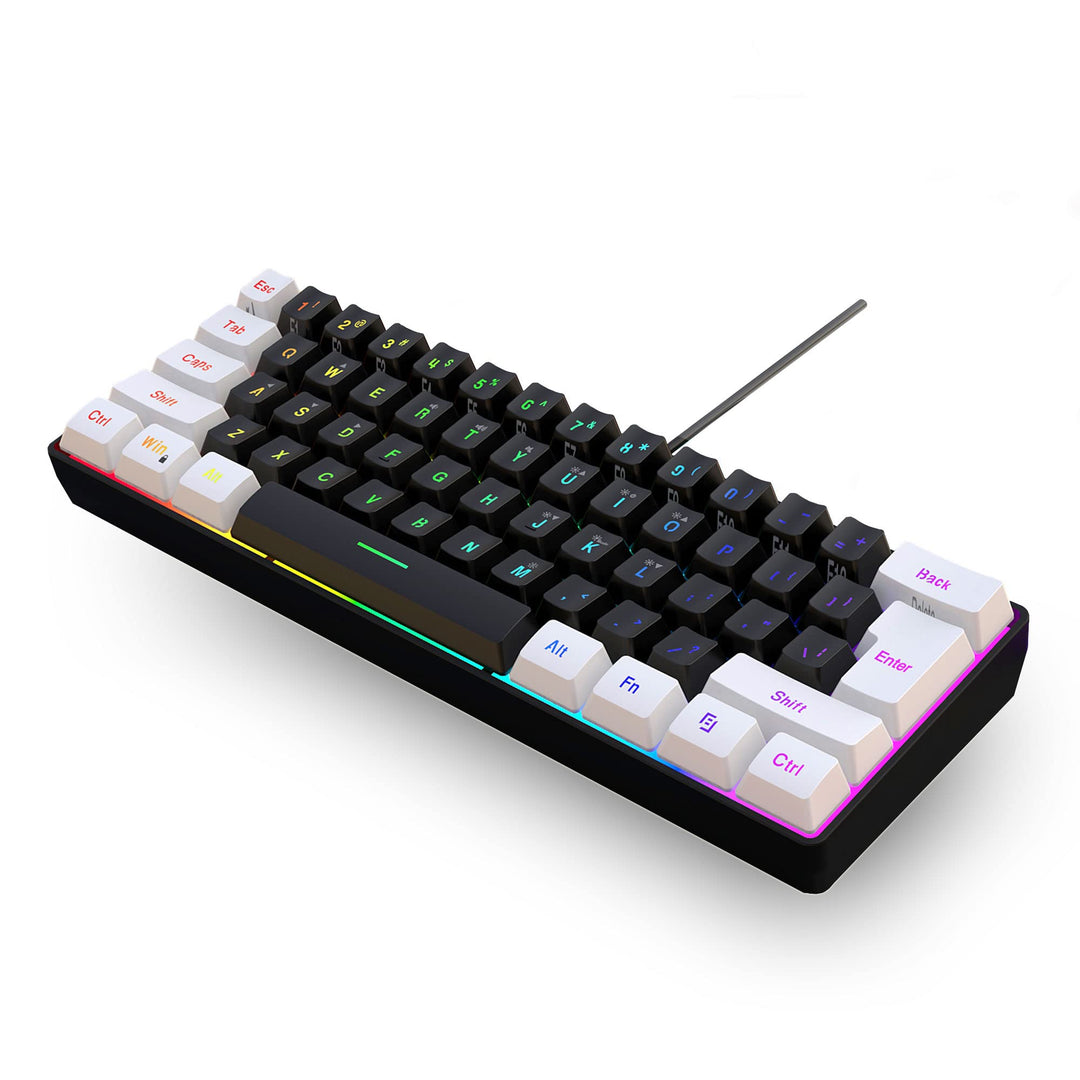 Snpurdiri 60% Percent Gaming Tastatur, Ergonomische Kleine Mini Gaming Tastatur, Silent Compact RGB
