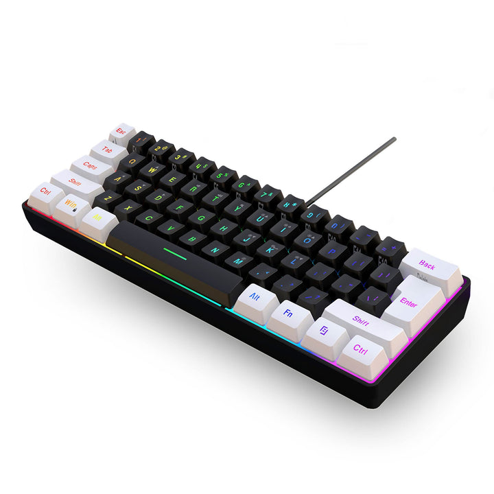 Snpurdiri 60% Percent Gaming Tastatur, Ergonomische Kleine Mini Gaming Tastatur, Silent Compact RGB