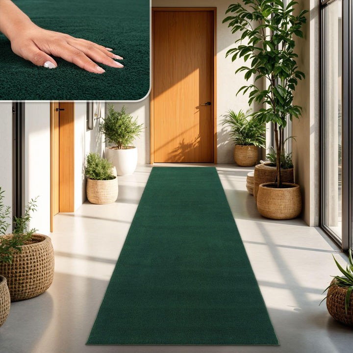 TT Home Teppich Wohnzimmer Kurzflor Anti-Rutsch Rückseite Einfarbiges Design Waschbar, Farbe: Dunkel