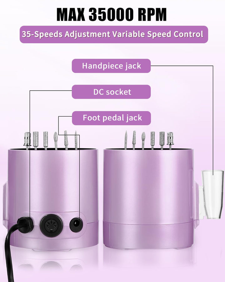 Nagelfräser Professionell, 35000RPM Nagelfräser für Gelnägel, Elektrische Nagelfeile, Maniküre Set E