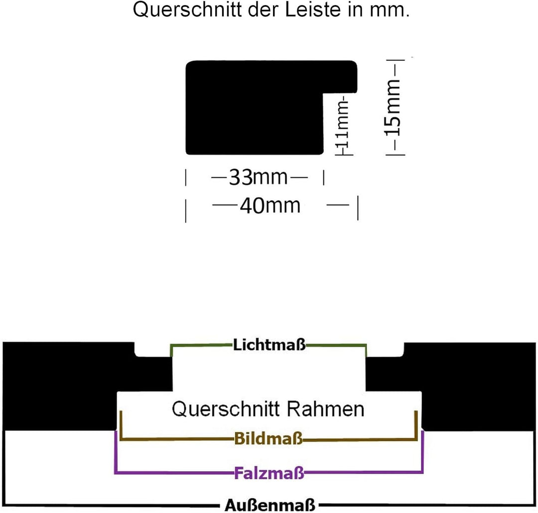 rahmengalerie24 Bilderrahmen 37,5x98 cm New Rio Rahmen schwarz Holz Acrylglas ohne Passepartout Port