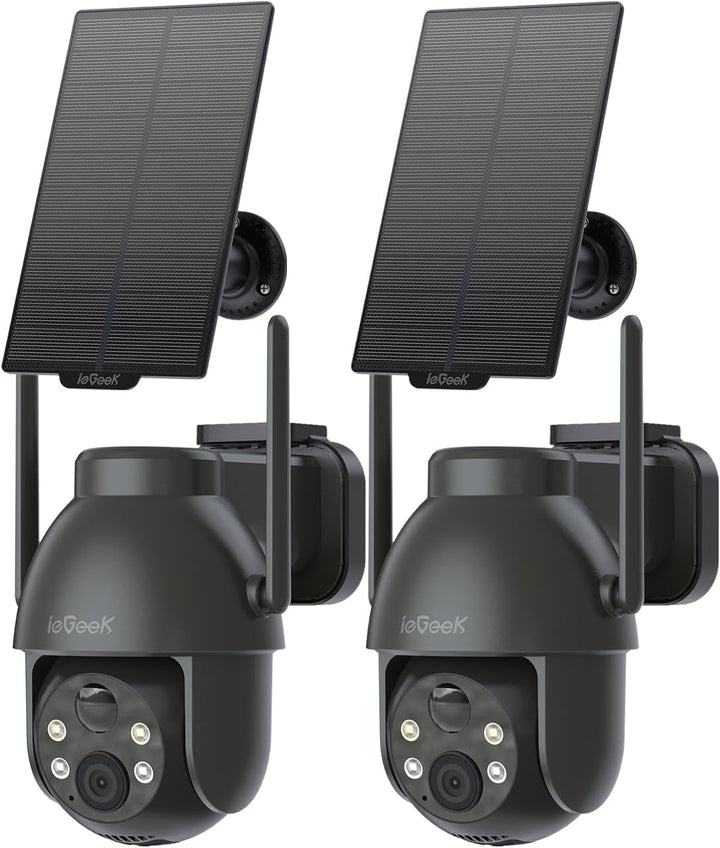 ieGeek 2K 3MP HD Überwachungskamera Aussen Solar, 360° PTZ Überwachungskamera Aussen Akku, 2.4GHz WL