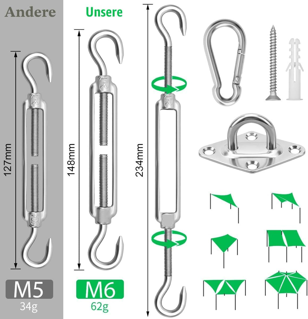 Sonnensegel Befestigung Set Zubehör 304 Edelstahl Sonnensegel Befestigungsset sonnensegel Spanner Mo