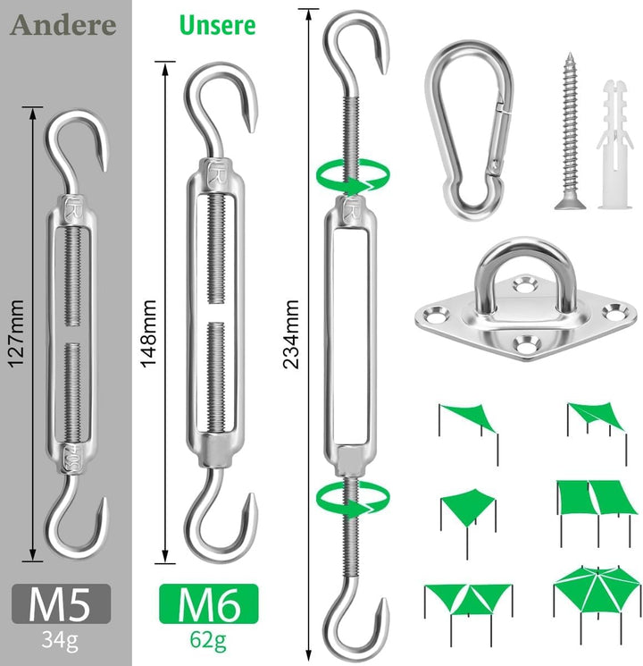 Sonnensegel Befestigung Set Zubehör 304 Edelstahl Sonnensegel Befestigungsset sonnensegel Spanner Mo