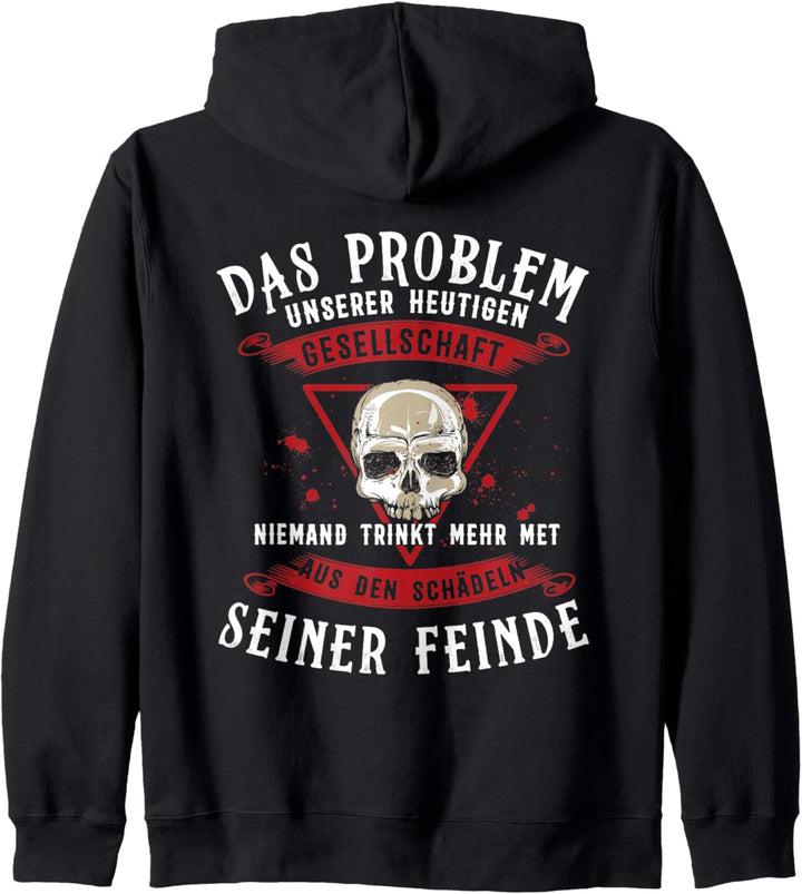 Wikinger Totenkopf Spruch: Met aus Schädel der Feinde Kapuzenjacke