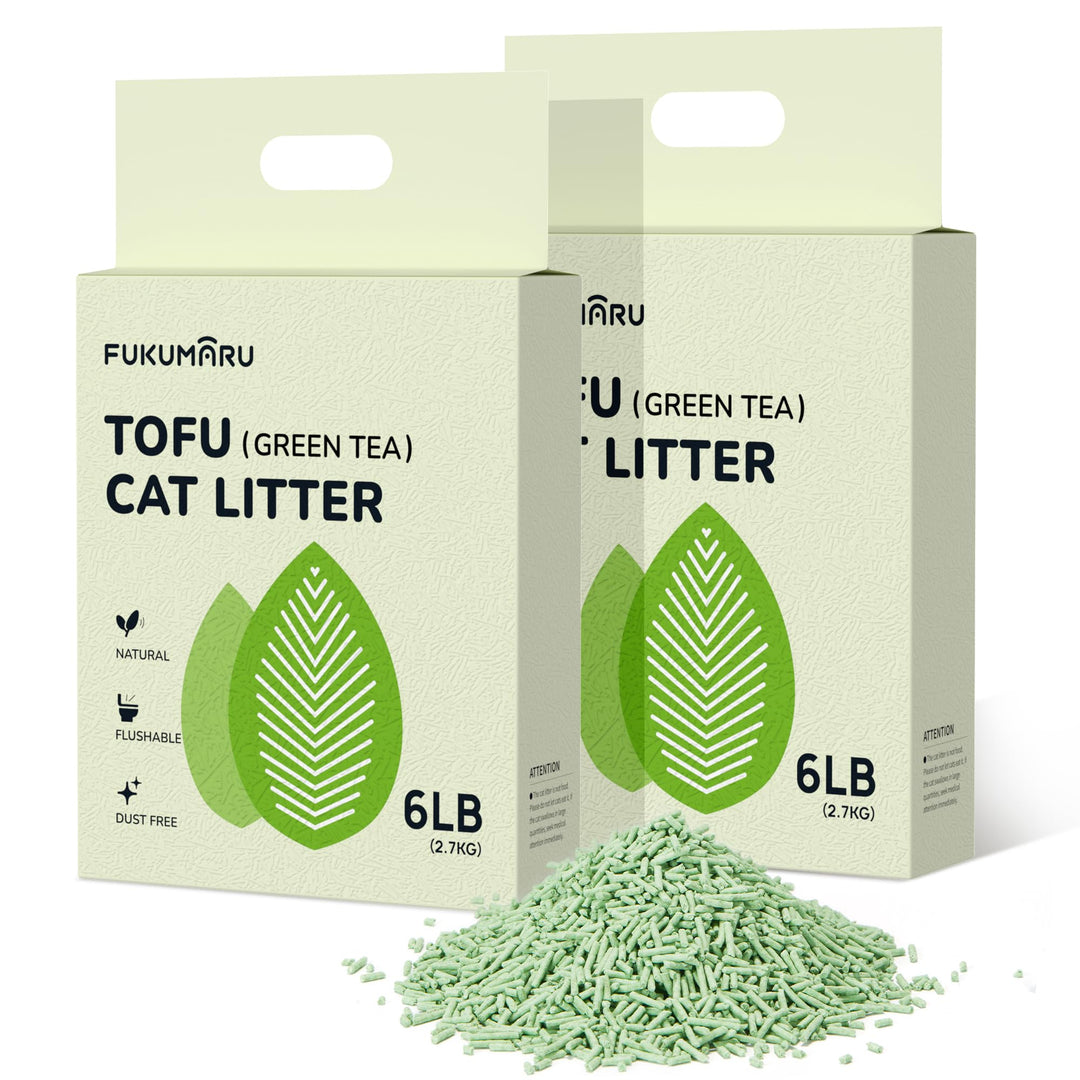 FUKUMARU Tofu Katzenstreu 5,4 kg - Klumpendes Katzenstreu, Geruchsbekämpfung mit grünem Teearoma, st