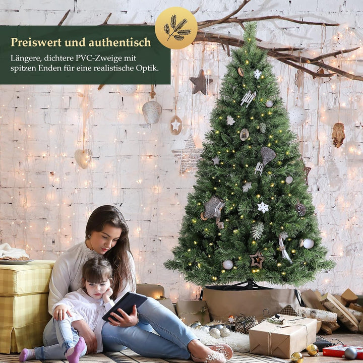 SALCAR Künstlicher Weihnachtsbaum 150 cm, Tannenbaum Künstlich mit Handschuhen und Metallständer, Ch