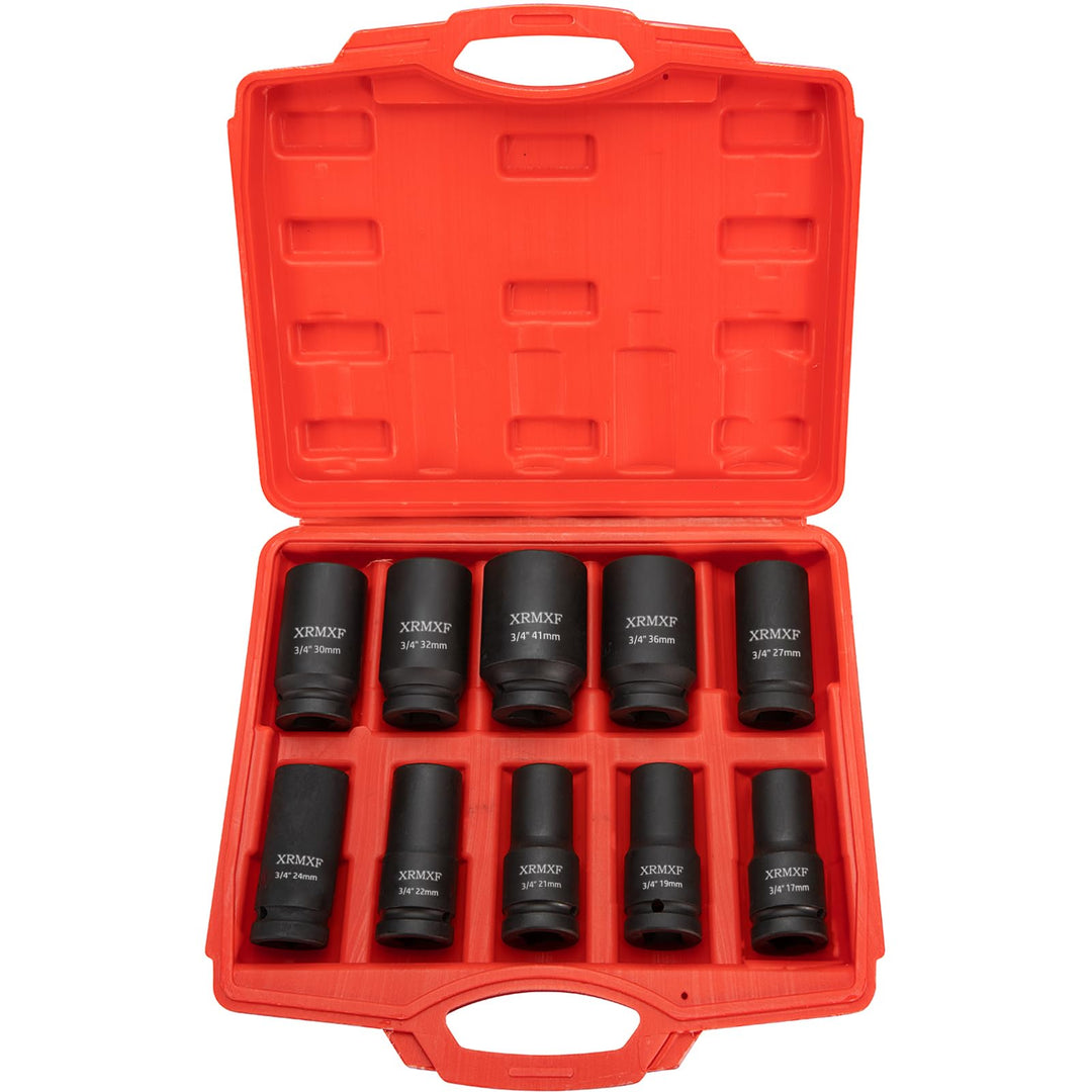 10tlg. Schlagschrauber-Nüsse 17-41mm Sechskant Nüsse -Metric 3/4" Kraft-Steckschlüssel-Einsatz Set (