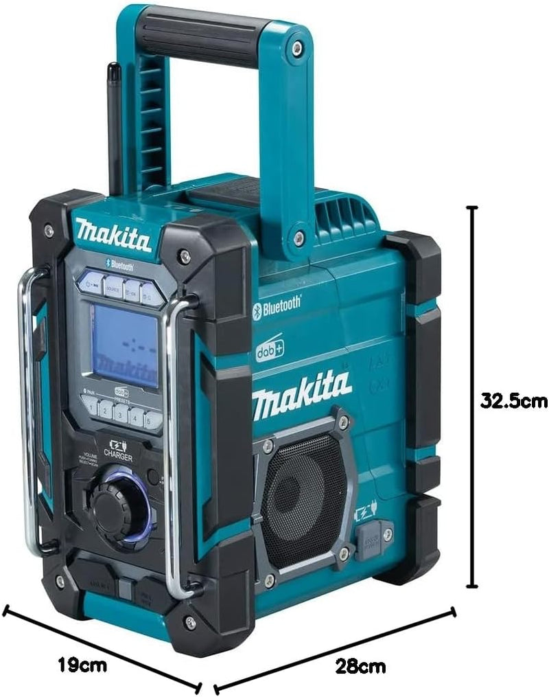 Makita DMR301 Baustellenradio, robust, für Lithium-Ionen-Akkus 12 – 14,4 – 18 V, DAB+ AM/FM + Bluet,