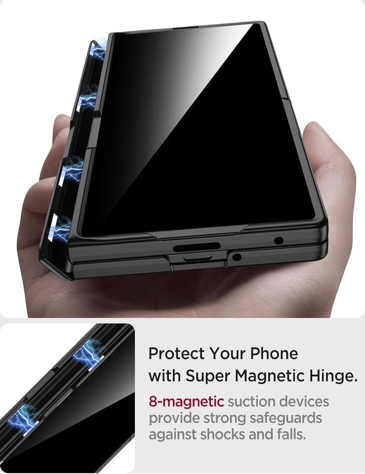 Miimall Kompatibel mit Samsung Galaxy Z Fold 7 Hülle mit Displayschutz Anti-SPY, [Magnetischer Schar