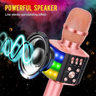 BONAOK Karaoke Mikrofon Led, 4-in-1 Bluetooth Mikrofon Karaoke, Tragbares KTV Microphone, Zuhause Pa