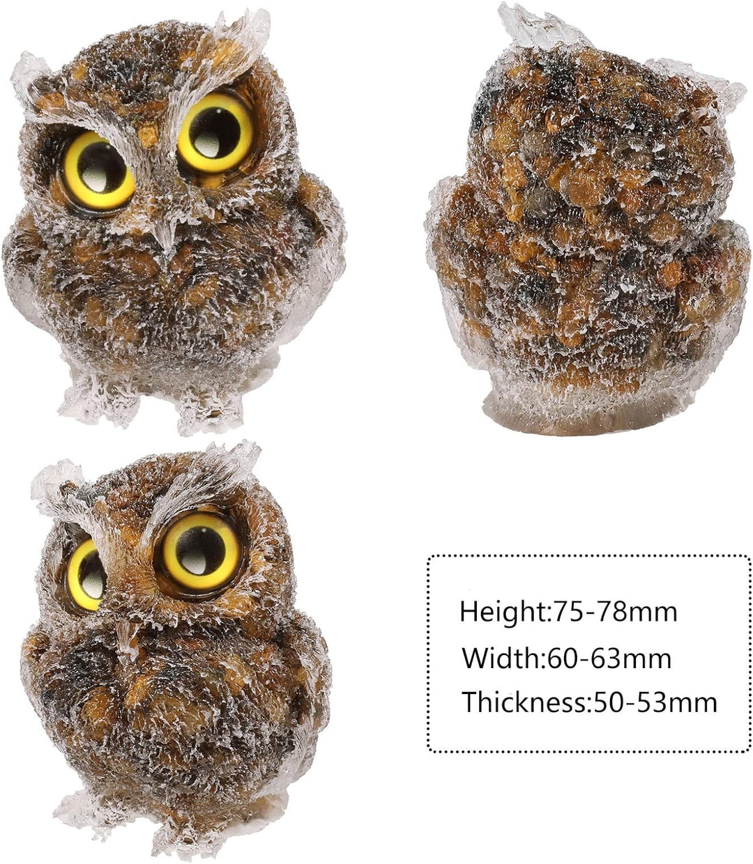 KYEYGWO Tigerauge Nette Kristall Eule Figur Ornamente, Mini Stein Käuzchen Statuen Harz Tier Skulptu