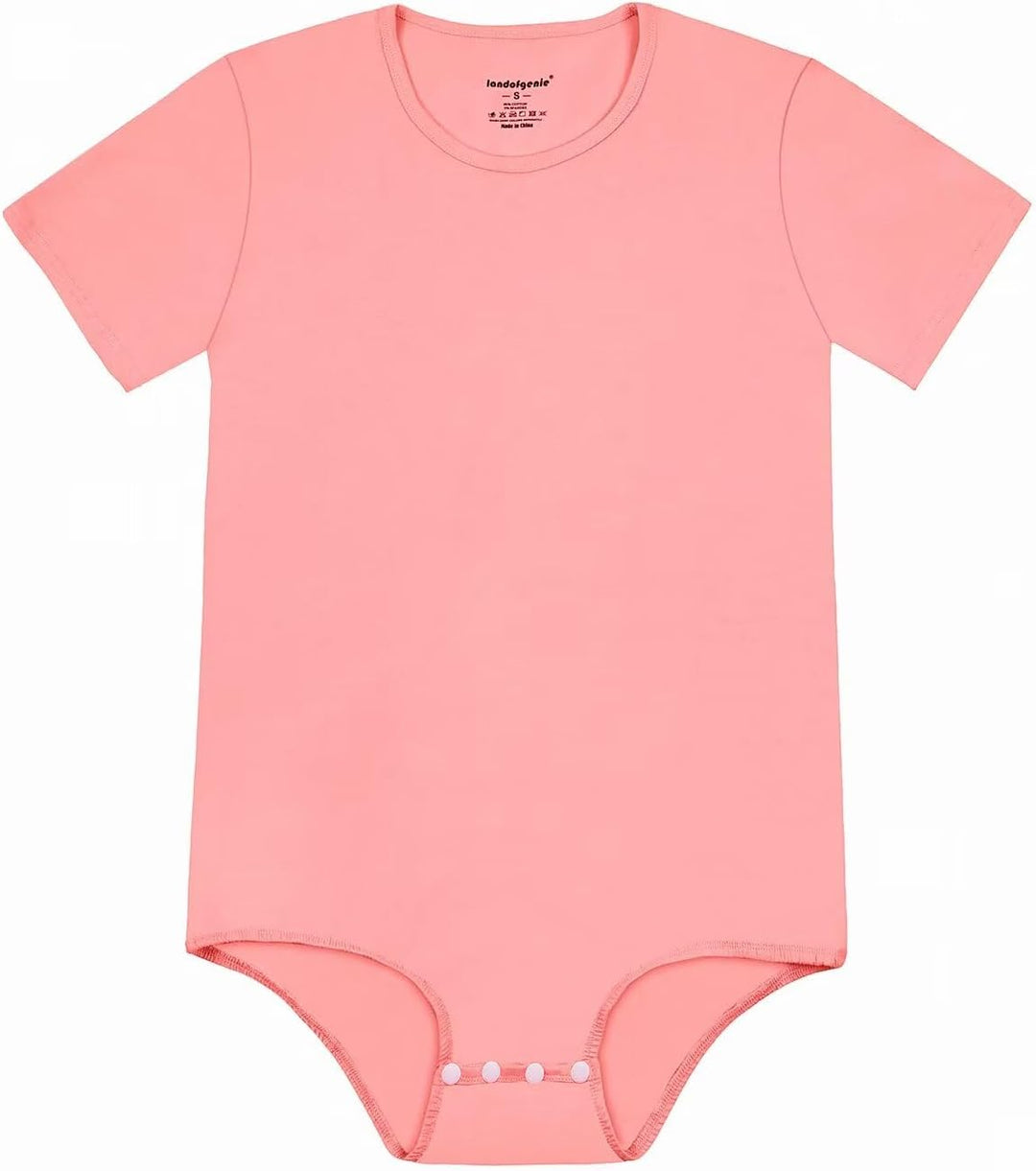 Landofgenie Männer Kurzarm Strampler Pyjama Bodysuit One Piece Strampler Rosa XL, Rosa XL