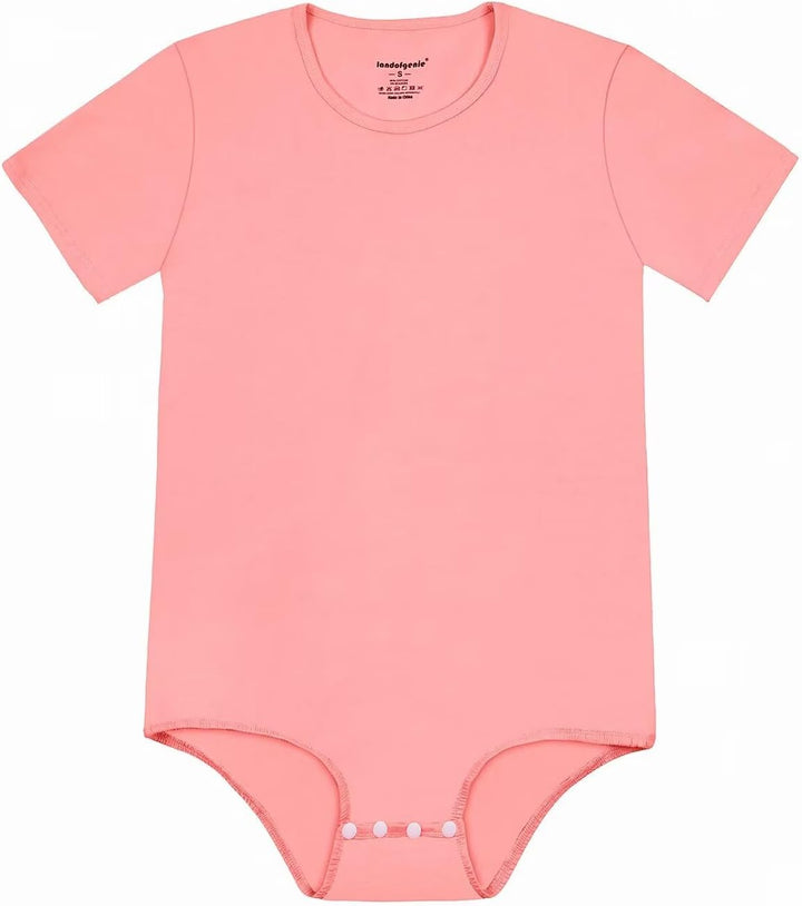 Landofgenie Männer Kurzarm Strampler Pyjama Bodysuit One Piece Strampler Rosa XL, Rosa XL