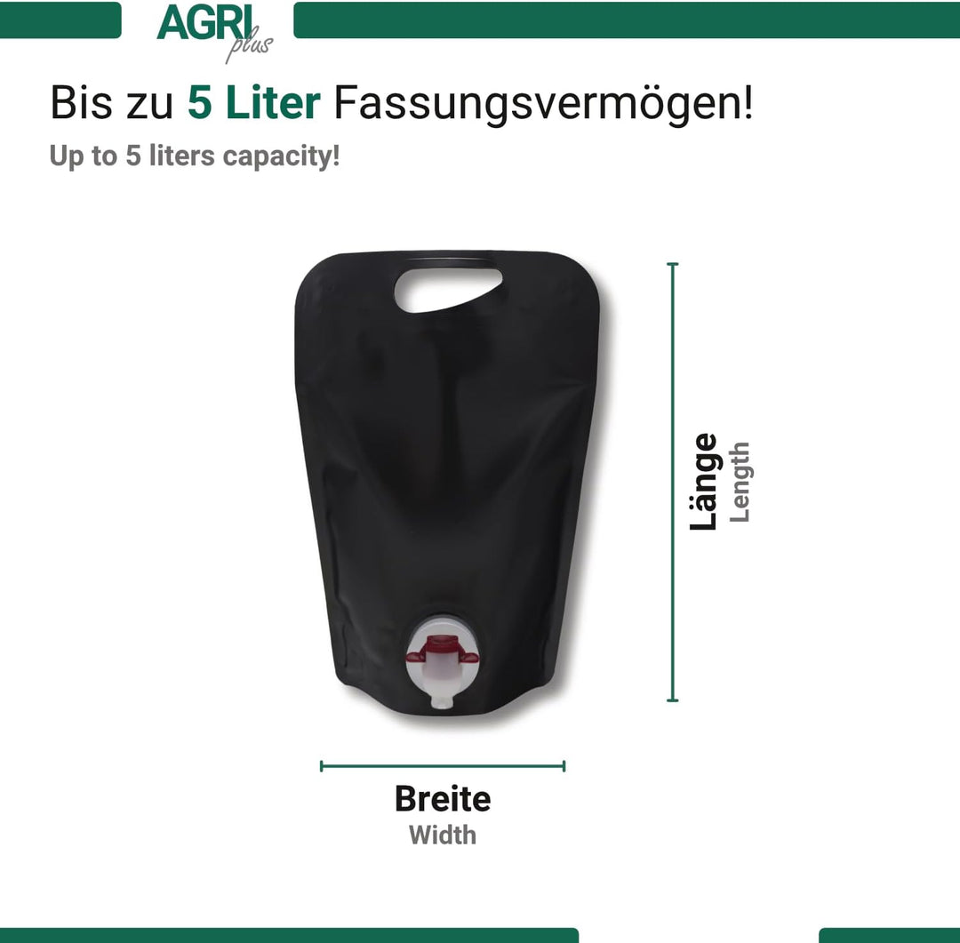 AGRI plus Standbodenbeutel in Schwarz I 0,75 Liter I 10 Stück I Hochwertige Saftbeutel mit Zapfhahn