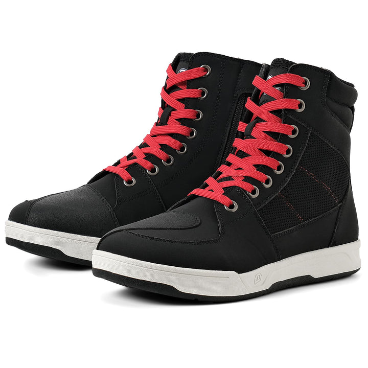 BORLENI Herren Motorradstiefel, Casual rutschfeste Motorradschuhe, Motocross-Schutzschuhe 43 EU Schw