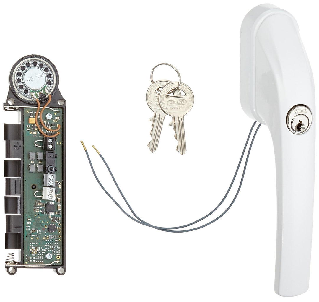 ABUS Fenster-Stangenschloss FOS550A AL0125 - Zusatzsicherung mit Druckzylinder und Alarmfunktion, gl