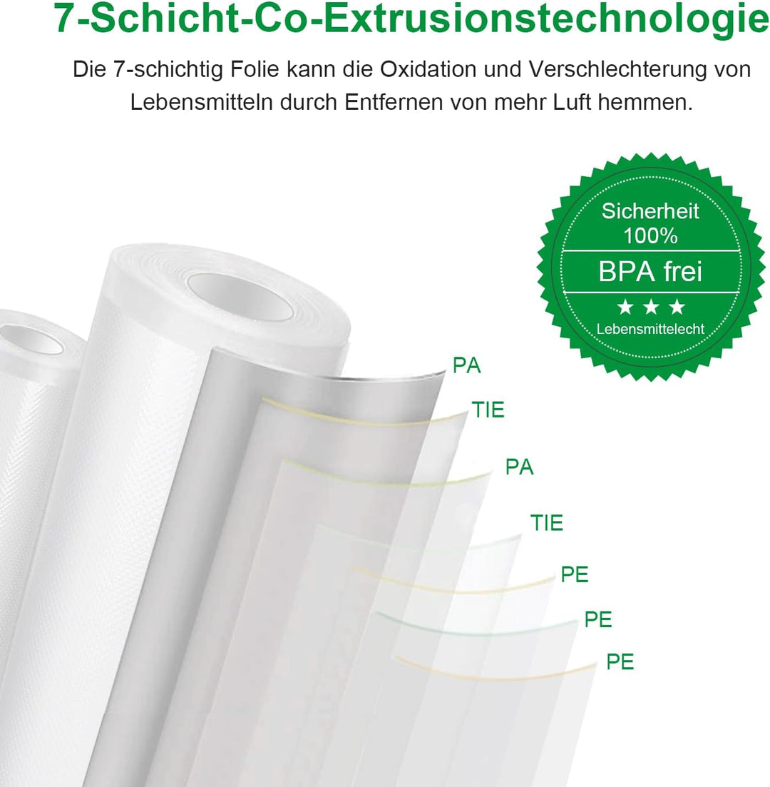 Gokilife Vakuumierbeutel - 3 Rollen 28x600cm Reissfest ca. 450µm, Vakuumierfolie für alle Vakuumiere