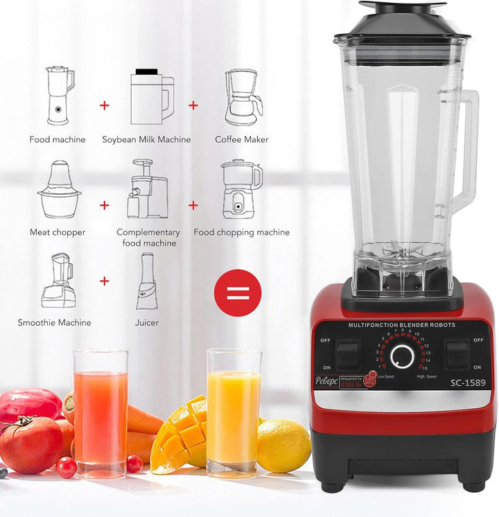 Standmixer, 4500 W, Professioneller Mixer mit 6 Edelstahlklingen, Leistungsstarker Kommerzieller Mix