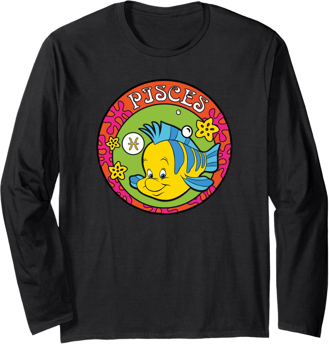 Disney The Little Mermaid Flounder Zodiac Pisces Retro Langarmshirt