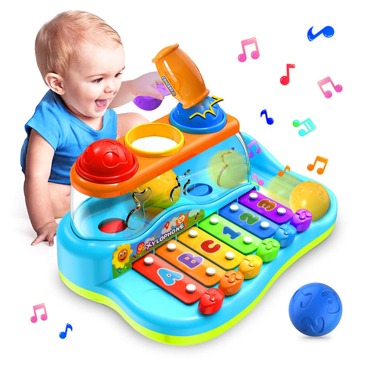 Yerloa Xylophon mit Hammerspiel Spielzeug , Baby Musikspielzeug ab 1 Jahr, Musikinstrument Keyboard