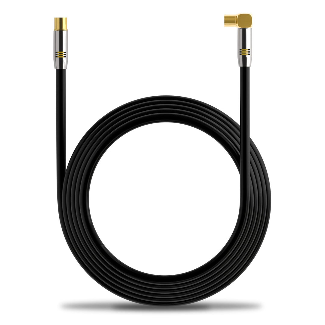 deleyCON 15m TV Antennenkabel HDTV Full HD - 1x gewinkelt - Koaxialkabel - TV-Stecker (gerade) zu TV